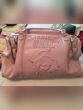 Embossed Leather Rodeo Tote - Pink